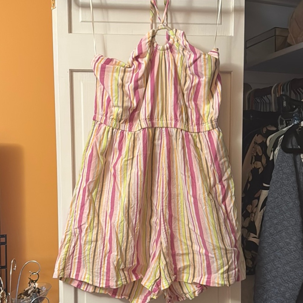 Old Navy Pink and Yellow Striped Romper